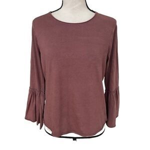 Abercrombie & Fitch burgundy long bell sleeve top size M cotton.